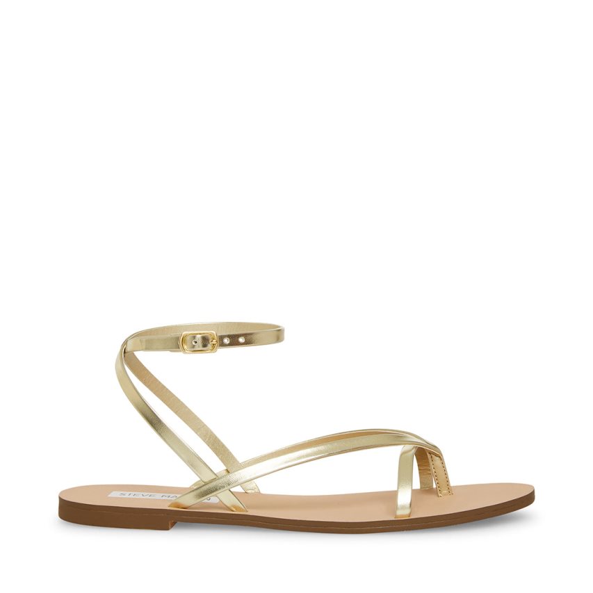 Gold Steve Madden Amuse Women\'s Flat Sandals | PH 0896ISJ